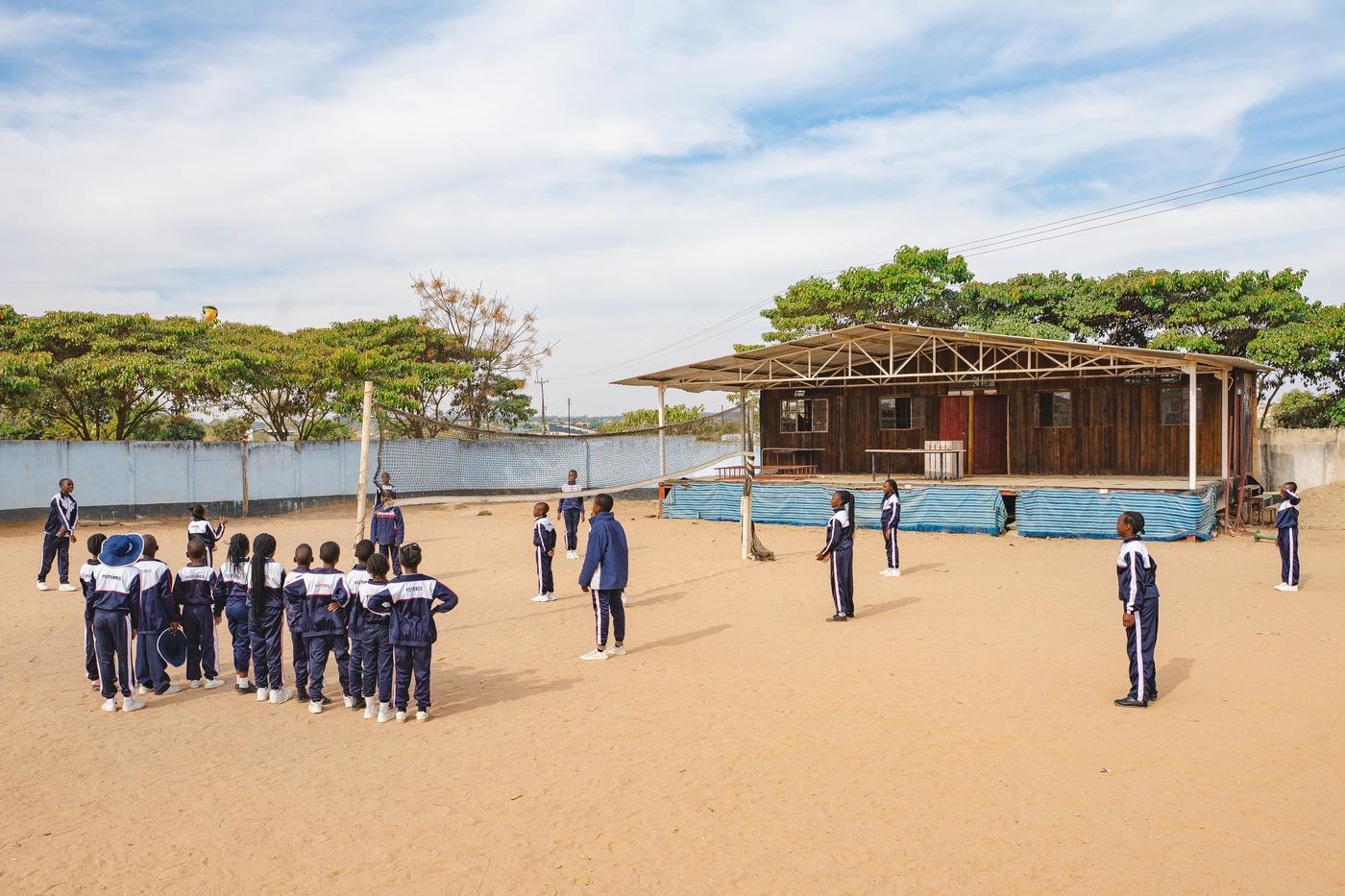 Pupils playing sports